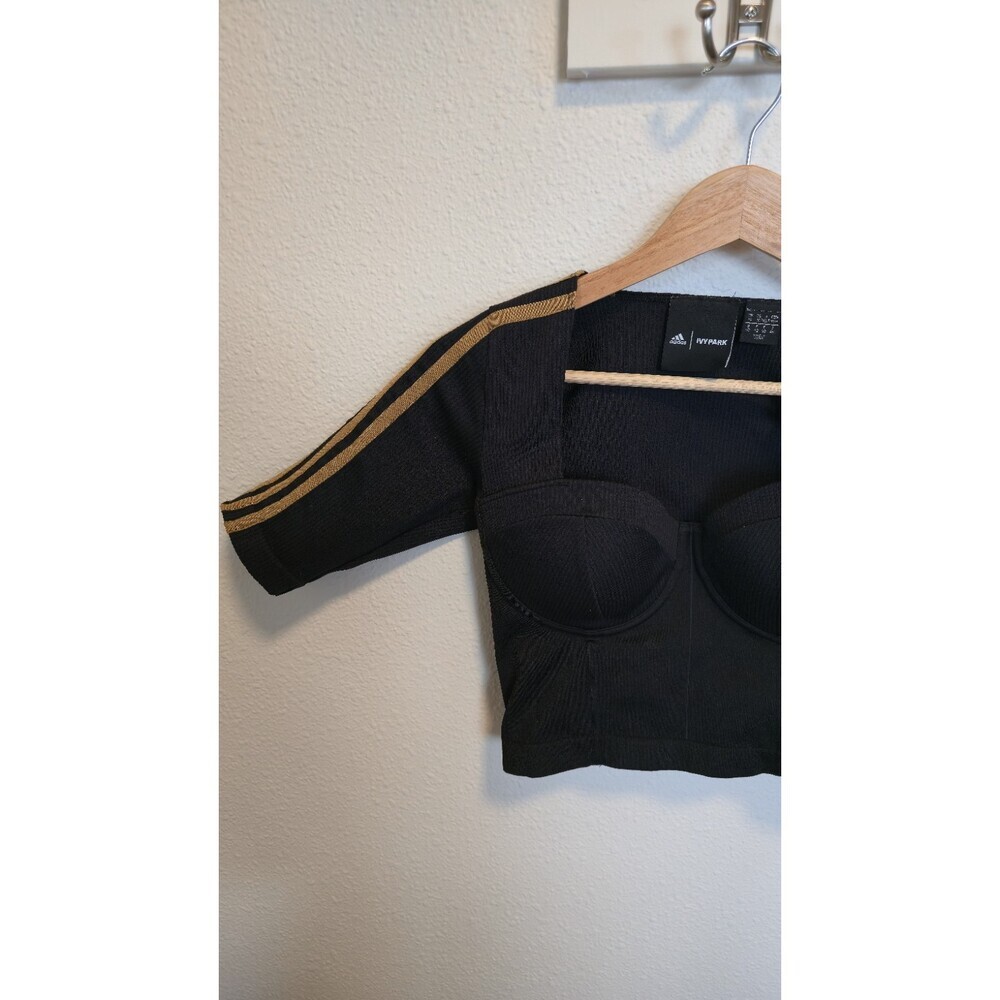 Adidas x IVY PARK Black Structured Knit Bustier Crop Top Women's M Medium - Picture 8 of 12